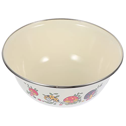 Luxshiny 2 piezas Tazón de Esmalte Vintage Beige de Set para Sopa y Ensaladas Diseño Retro Antiguo de Limpiar y Almacenar Cocina