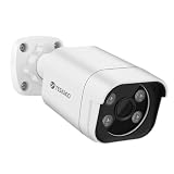YESKANO Cámara de seguridad, fuente de alimentación POE para exteriores, 8 megapíxeles, cámara de vigilancia adicional, luz de seguridad, visión nocturna a todo color, grabación, llamada