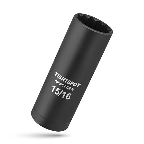 Image of TIGHTSPOT 1 /2 Inch Drive - 15 /16 Inch Deep Impact Socket with Anti-Rounding 12 Point Design, Heat-Treated CRV Steel