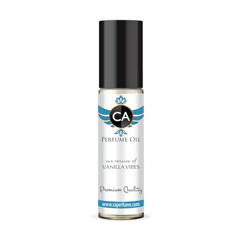 CA Perfume Impression of Vanilla Vibes Unisex Fragrance Oil Amber Scent Long Lasting Perfumes for Women &amp; Men Travel Size TSA Ready Mini Parfum Body Oil Roll-on 0.33 Fl Oz 10ml