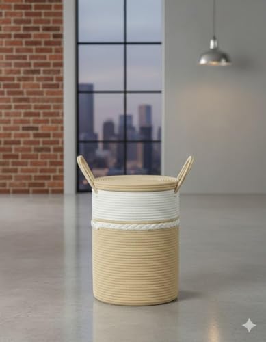 Image of lid Laundry Basket for Clothes, Toy Storage Basket, Storage Basket for Living room, Multi-Purpose, Extra Large Laundry Basket, Dirty Cloth Baskets, 15x20 in inch (LXH) (BG7)