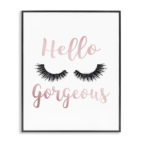 Image of Stupell Industries Hello Gorgeous Eyelashes Typography Black Framed Wall Art, 11 x 14, Design by Artist Amanda Greenwood