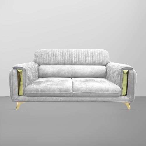 Image of Casaliving Gelio 3 Seater Sofa Set for Living Room (Grey Colour) Premium Fabric Sofa