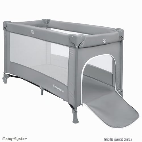 Miniatura 7 de Moby-System Cuna De Viaje Para Bebé Parque Cuna 2 En 1 Con Colchón Plegable, 2 Alturas, Ruedas Con Freno Y Bolsa Cuna Plegable Con Entrada Lateral Y Cambiador