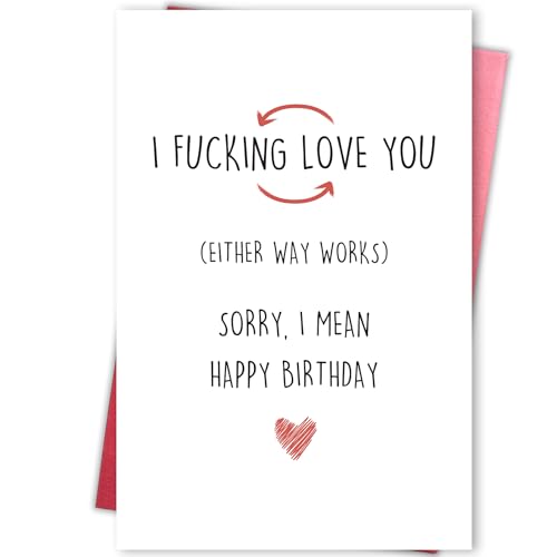 Funny Birthday Card for Him Her, Naughty Birthday Card & Gift for Husband Boyfriend, Raunchy Bday Card for Wife Girlfriend, I Love You Card, Happy Birthday Card