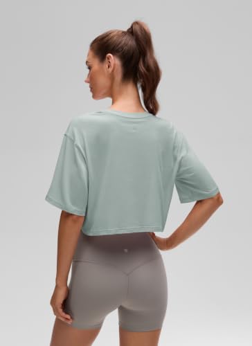 Image of CRZ YOGA Pima Cotton High Neck Crop T-Shirt