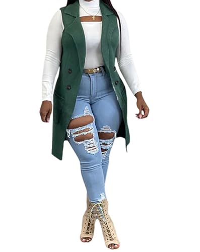Image of Women's Casual Sleeveless Long Sweater Vest Open Front Cardigan Waistcoat