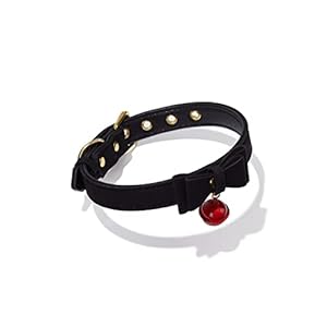 Collar Choker Statement dames sieraden halssieraad van eco-leer zwart met strik en bel