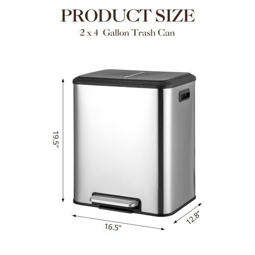 Papelera de Cocina Acero Inoxidable 8 Gal Dual miniatura 3