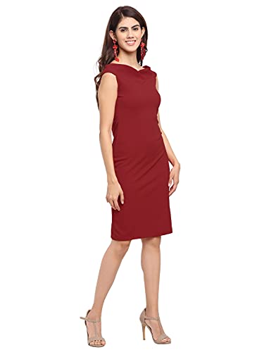 Image of Shasmi Women's Comfortable Mustard Sweetheart Neck Sleeveless Solid Midi Bodycon Casual Western Stylish Dress for Womens