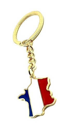 SNS Components Porte-clés en métal émaillé avec carte de France Europe