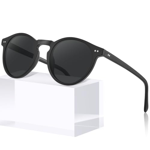 Image of CARFIA Vintage Round Polarized Sunglasses for Men Handcrafted Acetate Frame