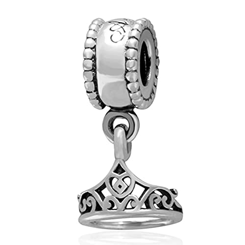Image of GEMDAZZ Family Cartoon Series Charm, 925 Sterling Silver Barcelona Landmark, Castle, Rotal Crown Pendant Beads, Gift for Mother /Father /Daughter /Son