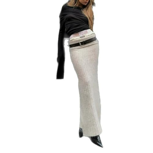 PanoraCirqi Knit Skirt High Waist Ribbed Stretchy...