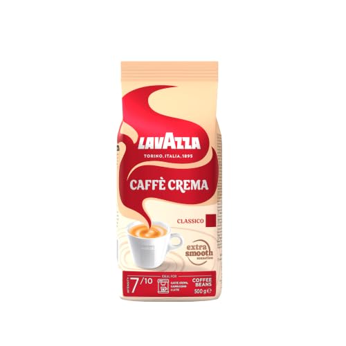 Lavazza Caffè Crema Classico Arabica & Robusta Kaffeebohnen Ideal für Espressomaschinen mit Aromanoten von Getrockneten Früchten Starker Geschmack Intensität 7/10 Mittlere Röstung 500 g