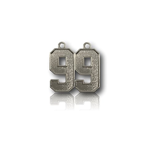 CustomNumberCharms Number 99 Silver Plated Jersey Style Sports Necklace Charm Pendant (0.8