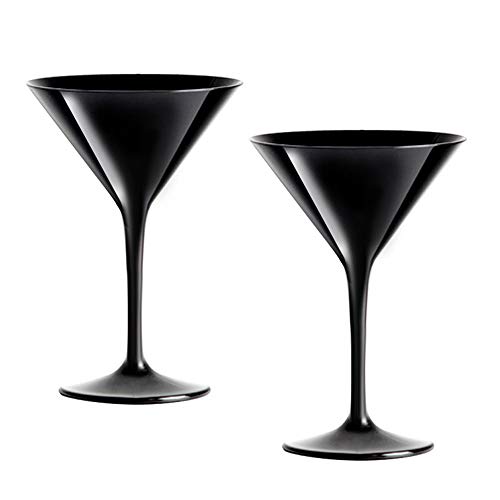 Doimoflair Cocktail Schale Mehrwegbecher Martinischale 23 cl aus Kunststoff Plastik Policarbonat (PC) set 2 Stück Schwarz Cover