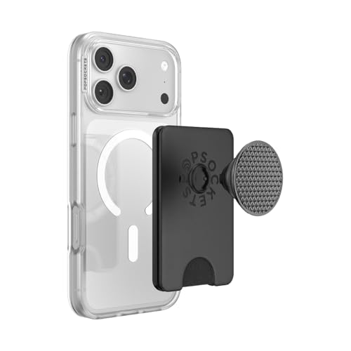 Image of PopSockets Kick-Out Wallet for MagSafe, Adjustable Kickstand, Magnetic Stand, Black - Knurl Black