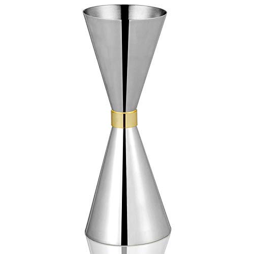 Slim Cocktail Jigger - Stainless Steel Slim Style Measuring Jigger,Gold Ring Measuring Cup Bar Tool (45/60ml)