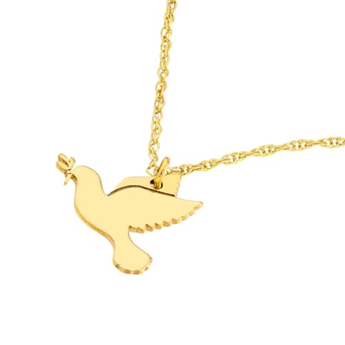 JEWELHEART 14K Solid Gold Charm Necklace - Holy Spirit Peace Dove Pendant Necklace For Women - Small Dainty Protection Necklace - Adjustable Chain 16"-18" Religious Jewelry3