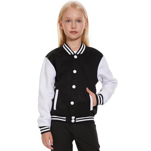 jeecoin Kids Baseball Jackets Girls Boys Varsity Jackets Casual Lightweight Sports Bomber Jacket School Jackets