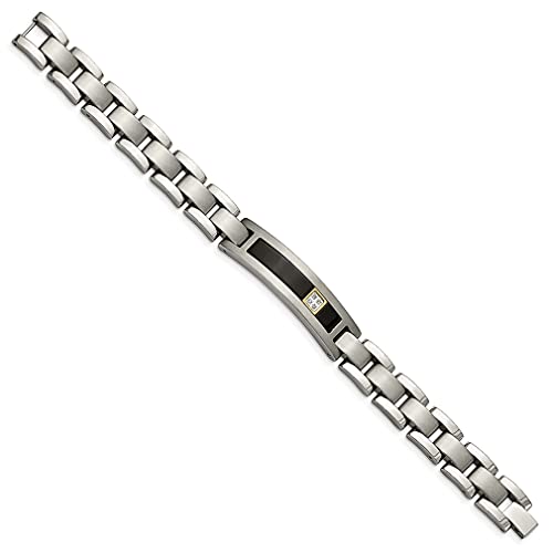 Ice Carats Titanium 14K Gold Brushed Black Onyx .05 Carat Diamond 8 Inch Bracelet Men Link Fine Jewelry For Dad Mens Gifts For Him #TOP2