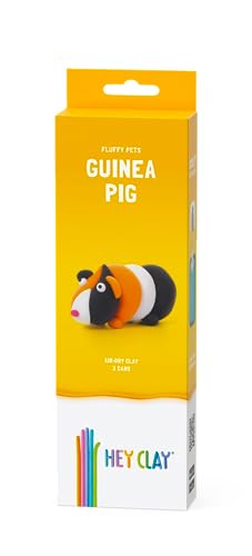 Hey Clay Fluffy Pets – Claymate Meerschweinchen – bunte Modelliermasse, lufttrocknender Ton für Kinder, lufttrocknender Ton-Set, 3 Dosen mit lustiger, interaktiver App