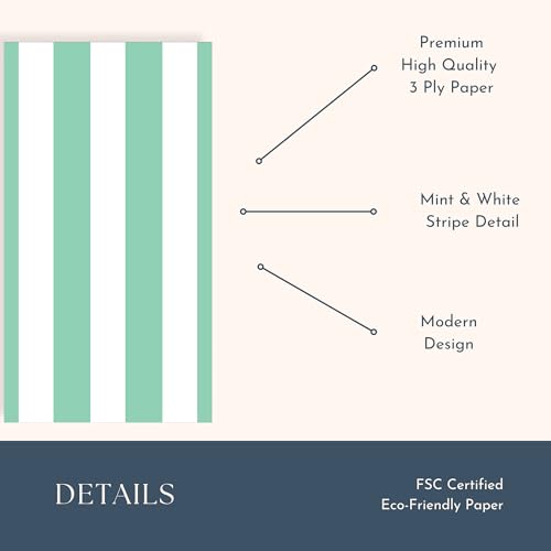 Image of Bonjour Fete Mint Green Cabana Stripe Guest Towels, Pack of 20, 4.25x7.75 inch