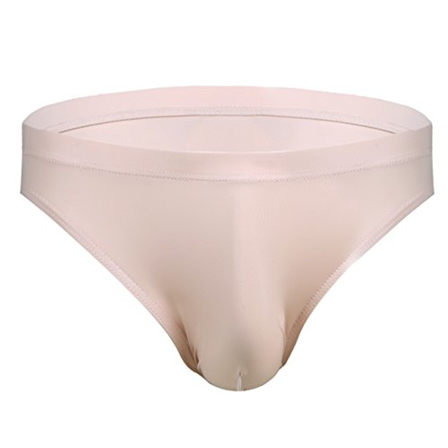 Freebily Slip Homme String sous-vêtement en Soie Glace Lingerie Multi-Colore Respirant Culotte Cool Shorts Briefs Basse Taille M L XL XXL Nude M