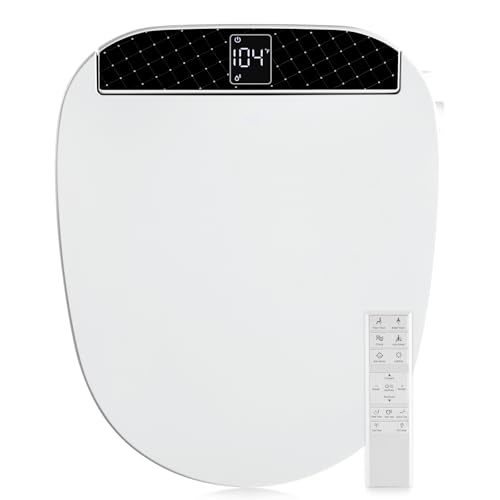 Combier CMA210DS-B Bidet Toilet Seat with Heated Seat, Turbo Wash, Warm Water & Air Dryer – Wireless Remote + Side Panel Control(Round)