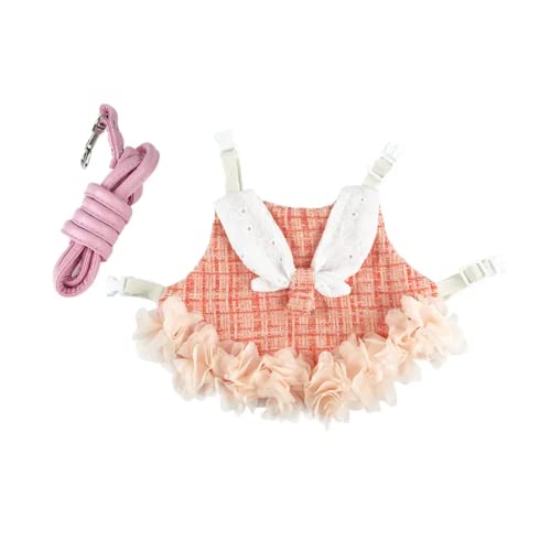 Image of Bunny Rabbit Ferret Harness and Leash Set, Bunny Clothes for Rabbits, Small Animal Guinea Pig Dress Clothes for Kitten Ferret Chihuahua Puppy Mini Dog and Small Animals Harnesses (S, Orange)