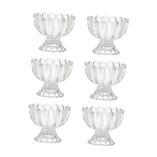 TOKIDNY 6 piezas Vasos de Postre de Vidrio de Transparentes Tazas para Pudín Helado y Fruta Resistentes Frío y Calor Reutilizables para Hogar y Hostelería