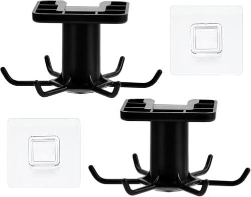 Under Cabinet 360° Rotatable Kitchen Hooks with 6-Claws, 2Pcs 360° Rotating Folding Hook Under Cabinet Utensil Hanger, 360° Rotating Under Shelf Hooks with 6 Claws