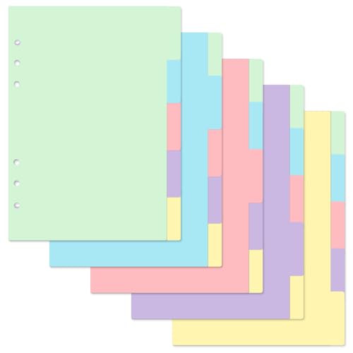 25 Blätter/5 Sätze Trennblätter A5, Trennstreifen A5 6 Loch, 5...