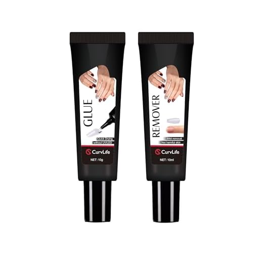 Curvlife Newly Upgraded Quick Drying 10g Semi Solid Nail Glue with 10ml Remover for Press On Nails Tips No Need for UV Lamp Long Lasting Fake Acrylic Nails Kit Glue Gel