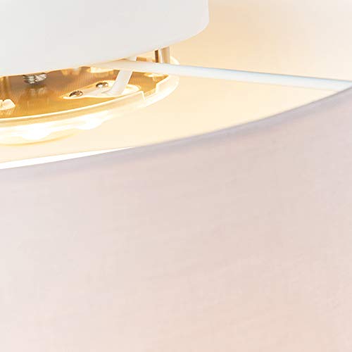 Qazqa Drum Led - LED Plafonnier - 1 Lumière - 300 Mm - Blanc - Moderne - éclairage Intérieur - Salon I Chambre I Cuisine I Salle à Manger