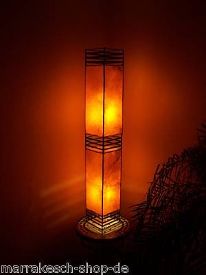Oosterse staande lamp Almina oranje 71cm lederen lamp