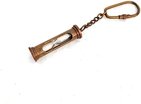 Vintage Mini Hourglass Sand Timer Keychain, Antique Bronze, Metal Chain with Carabiner Clip, Decorative Collectible image 5