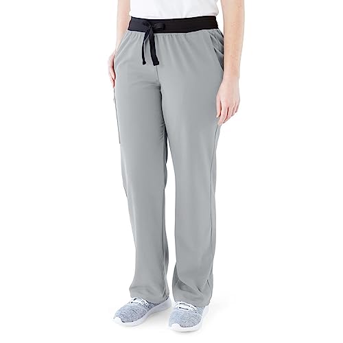 Image of ave. Women's Varick Six Pocket Midrise Straight Leg Scrub Pant, Gray, 3X-Large Petite