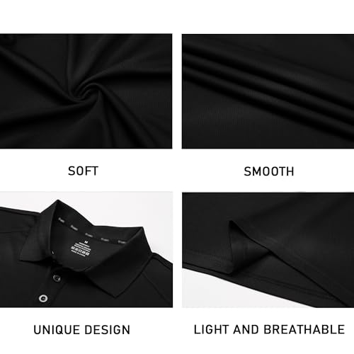 Men’s 1/3 Pack Polo Shirt Moisture Wicking Dry Fit Performance Athletic Short Sleeve Golf Shirt4