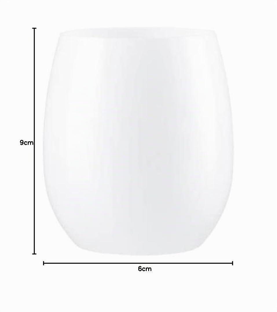 DECORLINE Verres à vin plastique sans pied | 355 ml lot de 24 | Gobelets à vin réutilisables | Verres à boire sans BPA | Idéal pour le vin rouge et blanc, le cocktail - Blanc