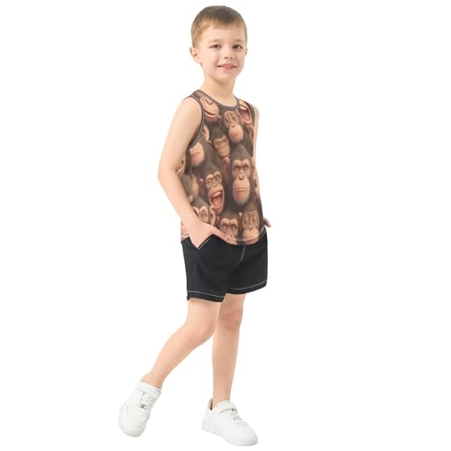 Boys Tank Top Shirts Funny Monkey Face Sleeveless T-Shirts Crew Neck for Kids Clothing Children4