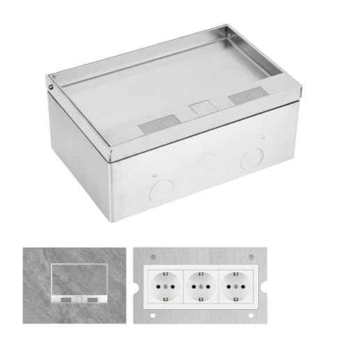 Presa da Incasso a Pavimento, Presa Nascosta Piatta da Incasso 4000W/16A con 3 Prese EU, Scatola Presa da Incasso a Pavimento Impermeabile in Acciaio Inossidabile per Casa, Uffici, Hotel, Scuola