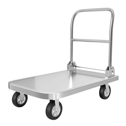Chariot à plateau pliable robuste avec grande capacité de charge en acier