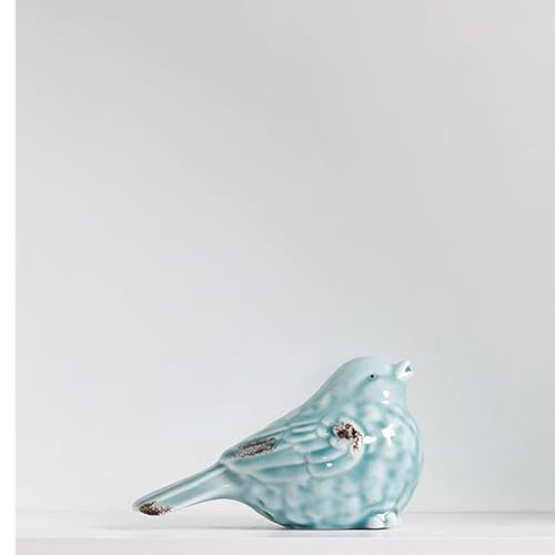 Estatua Decorativa de Pájaros de Cerámica Azul Claro miniatura 3