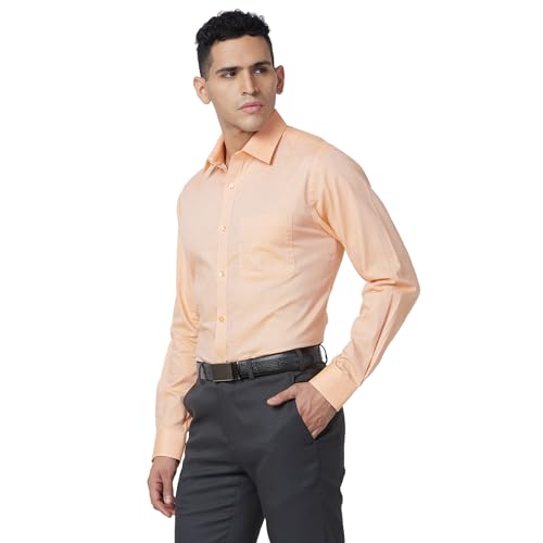 Image of Raymond Men Pure Cotton Slim Fit Structure Pattern Semi Cut Away Collar Formal Shirt