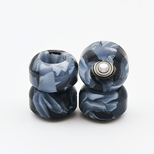 RACOFSB Fingerboard Wheels with Bearing CNC Lathed Swirl Color New Material (Black mix)