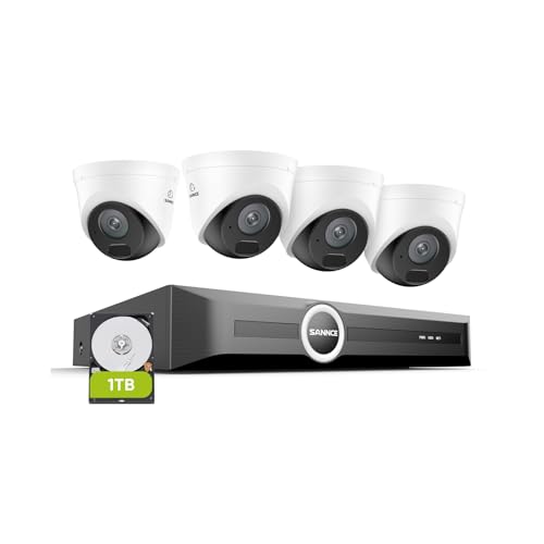 Image of SANNCE 2K 3MP PoE Security Camera System - 8CH 6MP NVR with 4PCS 3MP HD Weatherproof Dome Surveillance Cameras with H.265 Video Compression, Smart IR LED, APP Push Alert, Remote Access (1TB HDD)