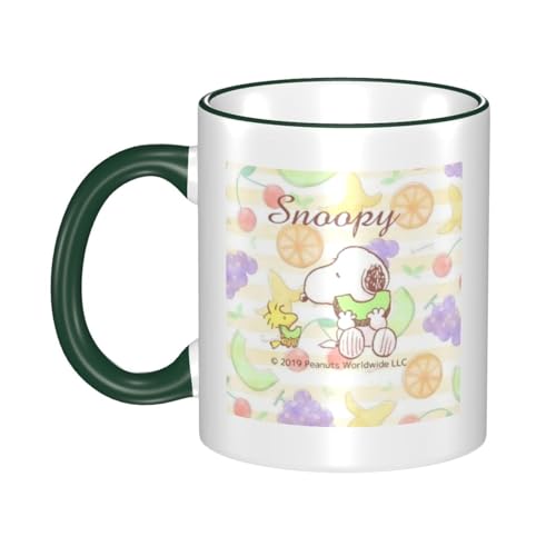 スヌーピー マグカップ 保温・保冷 電子レンジ対応 コーヒーカップ 陶器 セラミック 耐高温 軽量 個性人気 誕生日プレゼント大容量 Dark Green