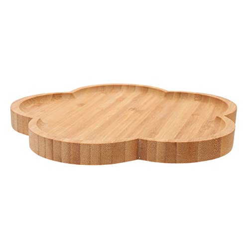 SOLUSTRE Flower Shape Plates Wooden Breakfast Tray Food Plate Bamboo Dessert Trays for Tableware